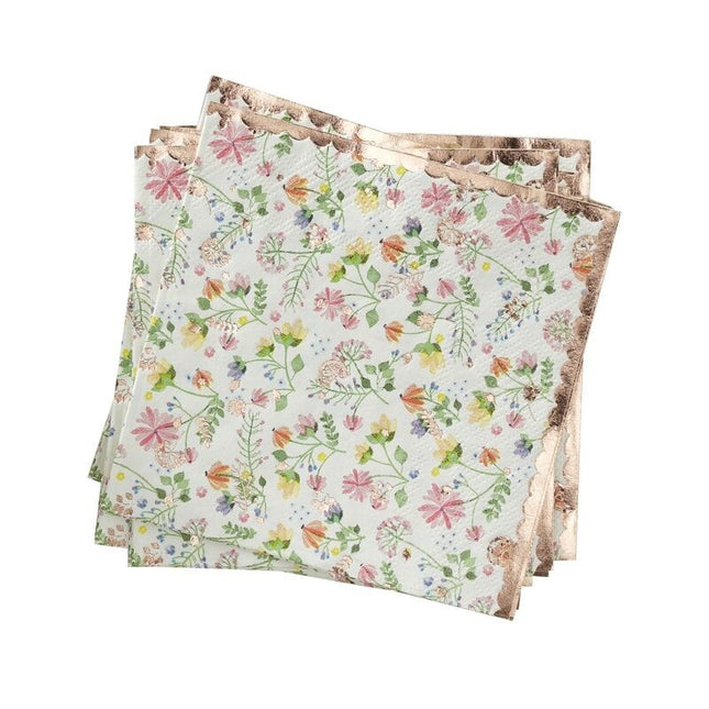 Feestbazaar Floral Servetten rosé goud (16st)