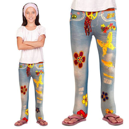 Feestbazaar Flower power jeans legging kind