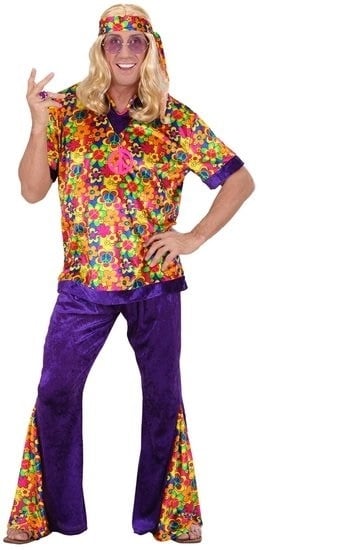 Feestbazaar Flower power kleding 3-delig Lavender