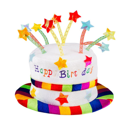 Feestbazaar fluwelen hoed Happy birthday