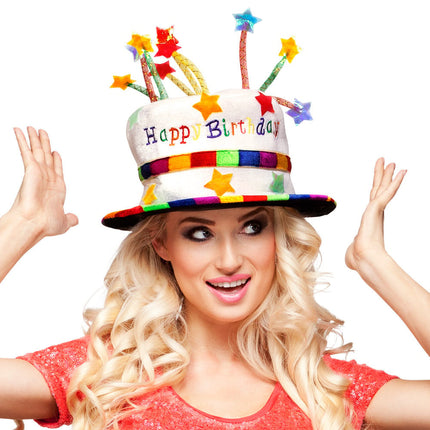 Feestbazaar fluwelen hoed Happy birthday