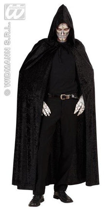 Feestbazaar Fluwelen lange zwarte cape 150cm