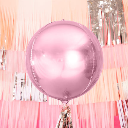 Feestbazaar Folie Ballon Bal Metallic Lichtroze 40cm