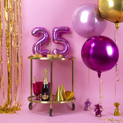 Feestbazaar Folie Ballon Bal Metallic Lichtroze 40cm