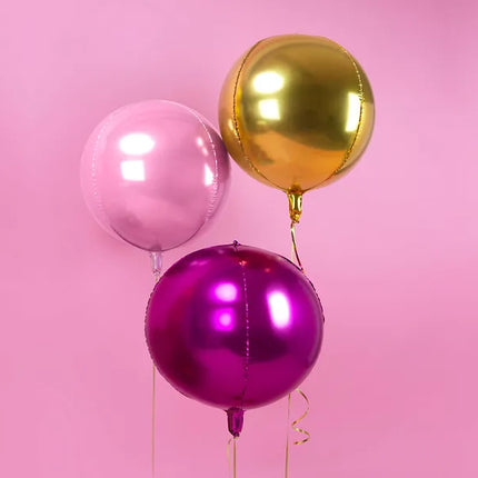 Feestbazaar Folie Ballon Bal Metallic Lichtroze 40cm