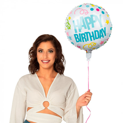 Feestbazaar Folie Ballon Happy Birthday Confetti