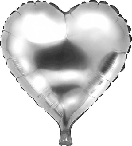 Feestbazaar Folie ballon hart zilver 46 x 49 cm