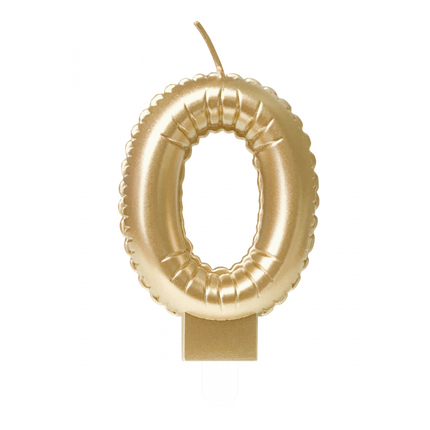 Feestbazaar Folie Ballon Kaarsje Cijfer '0' Goud