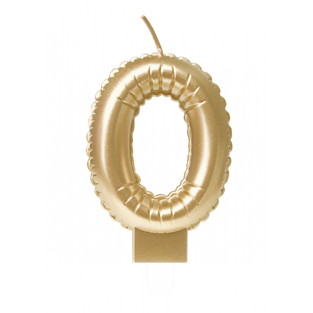 Feestbazaar Folie Ballon Kaarsje Cijfer '0' Goud