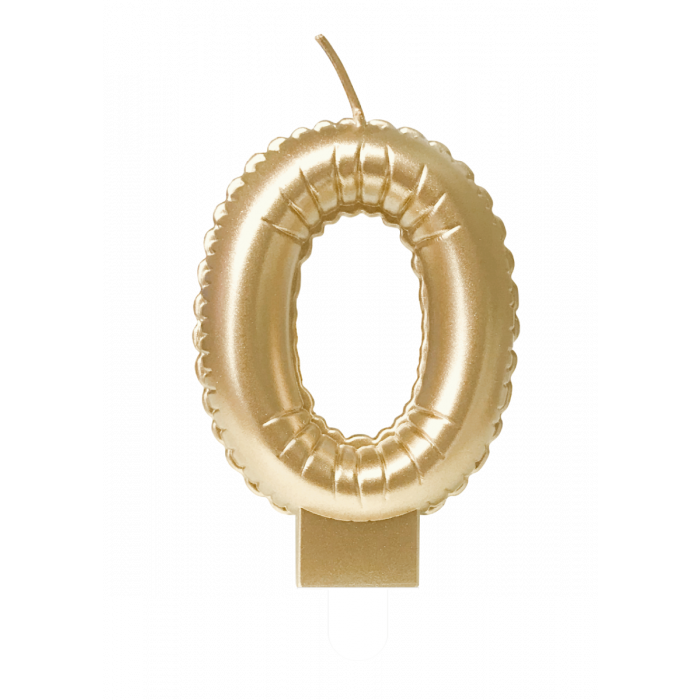 Feestbazaar Folie Ballon Kaarsje Cijfer '0' Goud