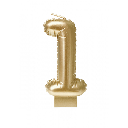 Feestbazaar Folie Ballon Kaarsje Cijfer '1' Goud