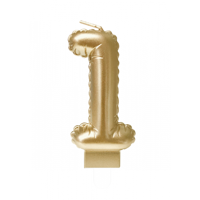 Feestbazaar Folie Ballon Kaarsje Cijfer '1' Goud