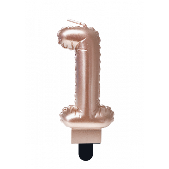 Feestbazaar Folie Ballon Kaarsje Cijfer '1' Rose Goud