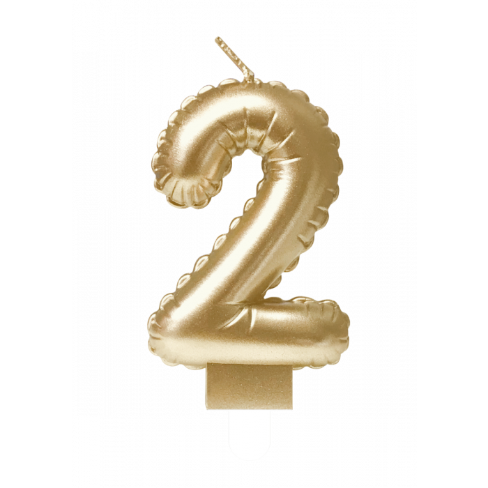 Feestbazaar Folie Ballon Kaarsje Cijfer '2' Goud