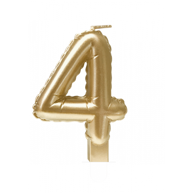 Feestbazaar Folie Ballon Kaarsje Cijfer '4' Goud