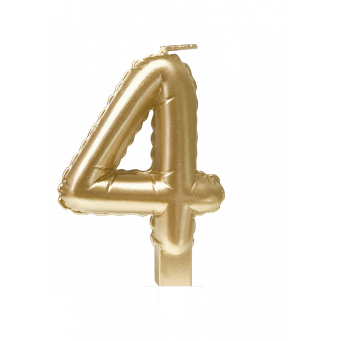 Feestbazaar Folie Ballon Kaarsje Cijfer '4' Goud