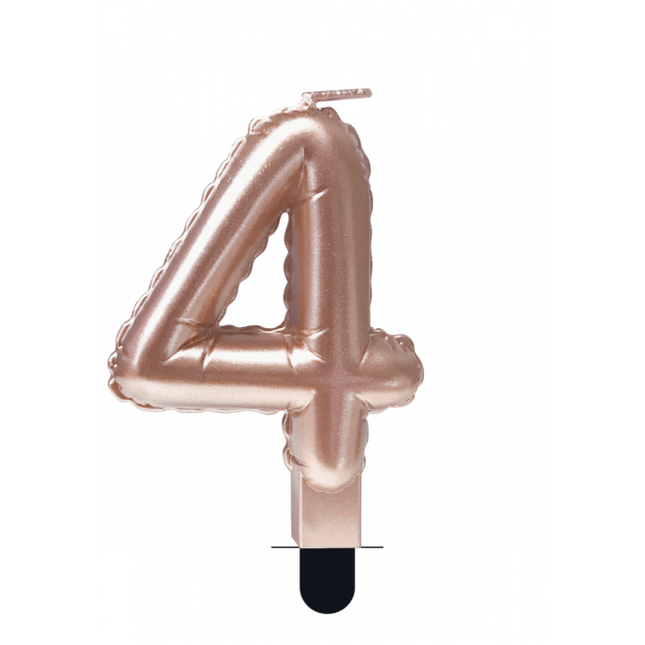 Feestbazaar Folie Ballon Kaarsje Cijfer '4' Rose Goud