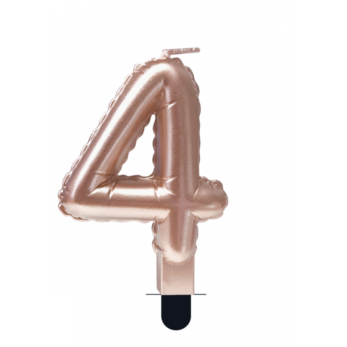 Feestbazaar Folie Ballon Kaarsje Cijfer '4' Rose Goud