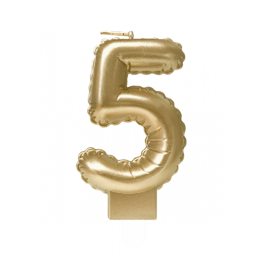 Feestbazaar Folie Ballon Kaarsje Cijfer '5' Goud