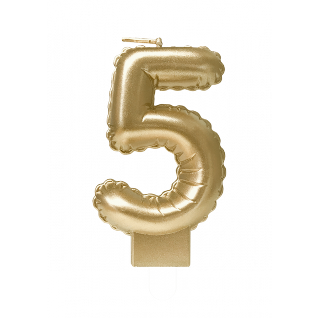 Feestbazaar Folie Ballon Kaarsje Cijfer '5' Goud