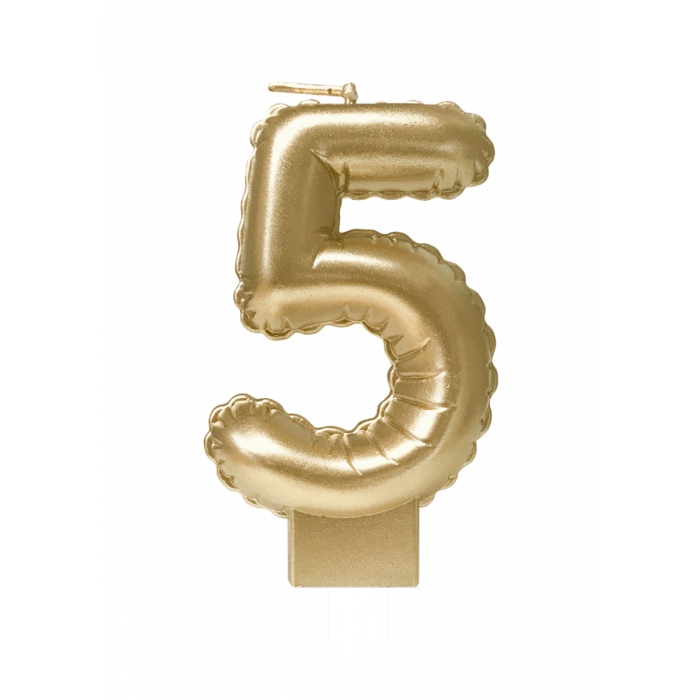 Feestbazaar Folie Ballon Kaarsje Cijfer '5' Goud
