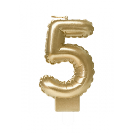 Feestbazaar Folie Ballon Kaarsje Cijfer '5' Goud
