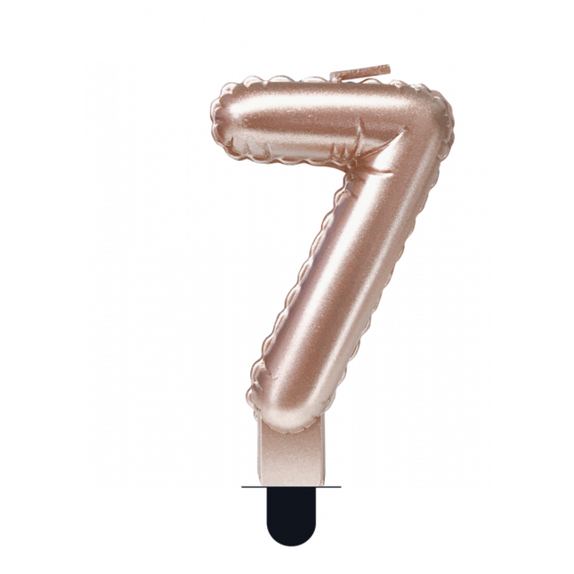 Feestbazaar Folie Ballon Kaarsje Cijfer '7' Rose Goud