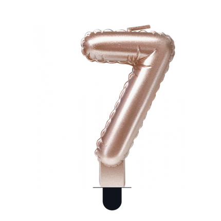Feestbazaar Folie Ballon Kaarsje Cijfer '7' Rose Goud