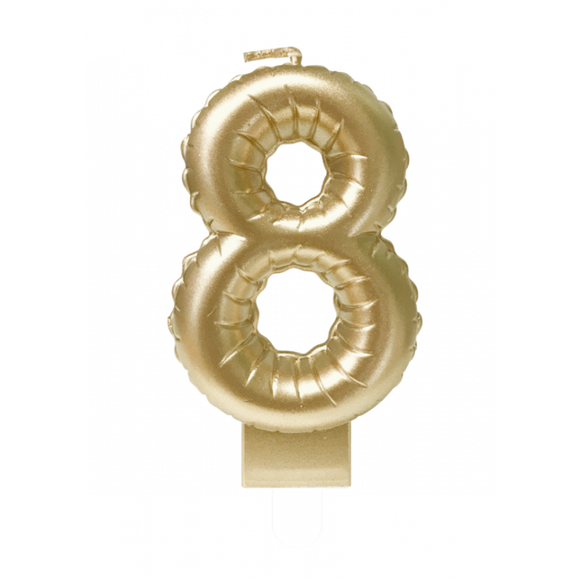 Feestbazaar Folie Ballon Kaarsje Cijfer '8' Goud