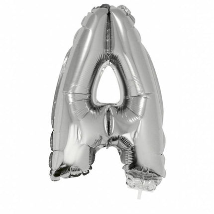 Feestbazaar Folie Ballon Letter A Zilver met rietje
