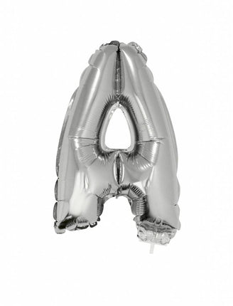 Feestbazaar Folie Ballon Letter A Zilver met rietje