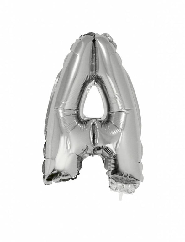 Feestbazaar Folie Ballon Letter A Zilver met rietje