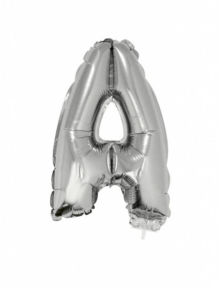Feestbazaar Folie Ballon Letter A Zilver met rietje