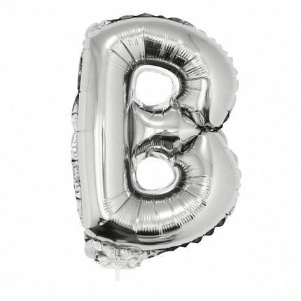 Feestbazaar Folie Ballon Letter B Zilver met rietje
