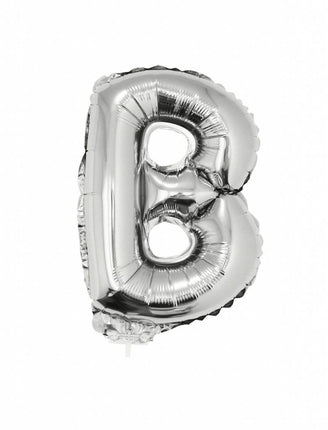 Feestbazaar Folie Ballon Letter B Zilver met rietje