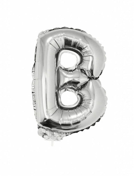 Feestbazaar Folie Ballon Letter B Zilver met rietje