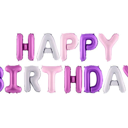 Feestbazaar Folie Ballon Set Happy Birthday Pastel kleurenmix