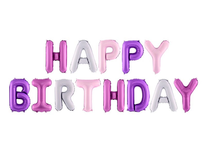 Feestbazaar Folie Ballon Set Happy Birthday Pastel kleurenmix