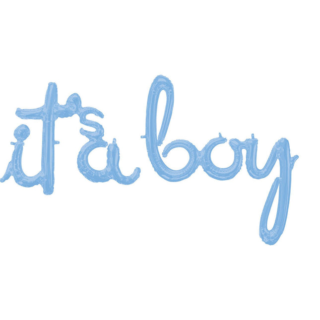Feestbazaar Folie Ballonnen 'It's A Boy' Pastel Blauw