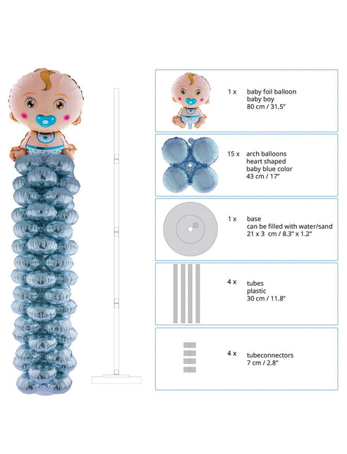 Feestbazaar Folie ballonnenpilaar geboorte jongen