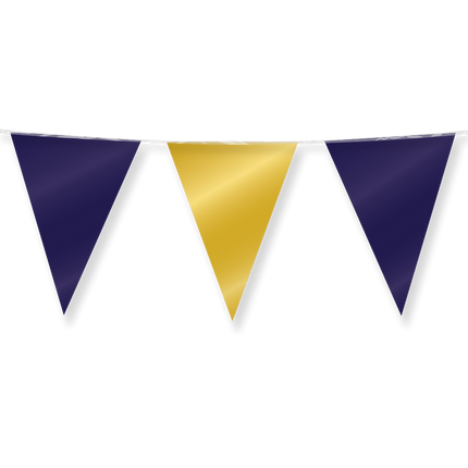 Feestbazaar Folie Vlaggenlijn Donkerblauw/Goud (10m)