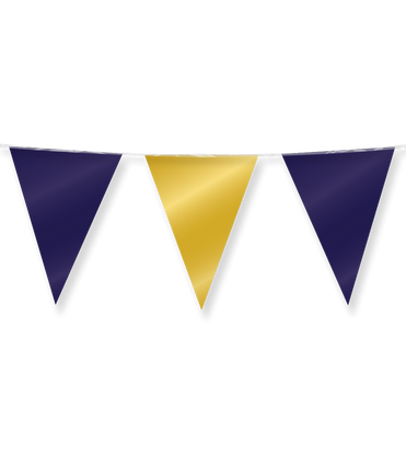 Feestbazaar Folie Vlaggenlijn Donkerblauw/Goud (10m)