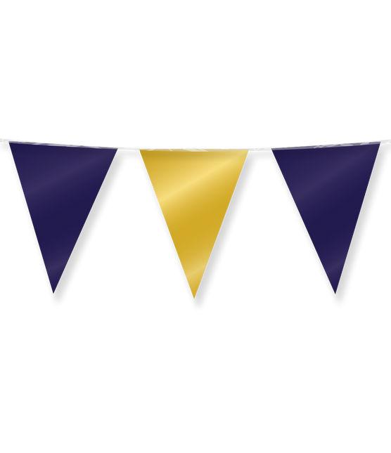 Feestbazaar Folie Vlaggenlijn Donkerblauw/Goud (10m)