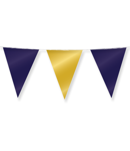 Feestbazaar Folie Vlaggenlijn Donkerblauw/Goud (10m)