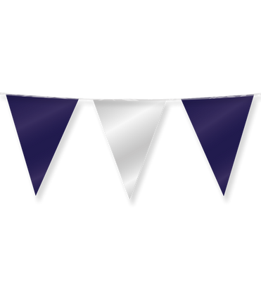 Feestbazaar Folie Vlaggenlijn Donkerblauw/Zilver (10m)