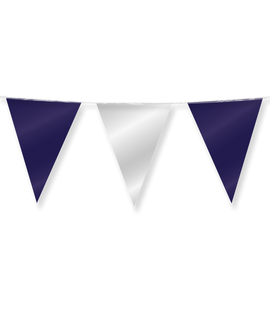 Feestbazaar Folie Vlaggenlijn Donkerblauw/Zilver (10m)