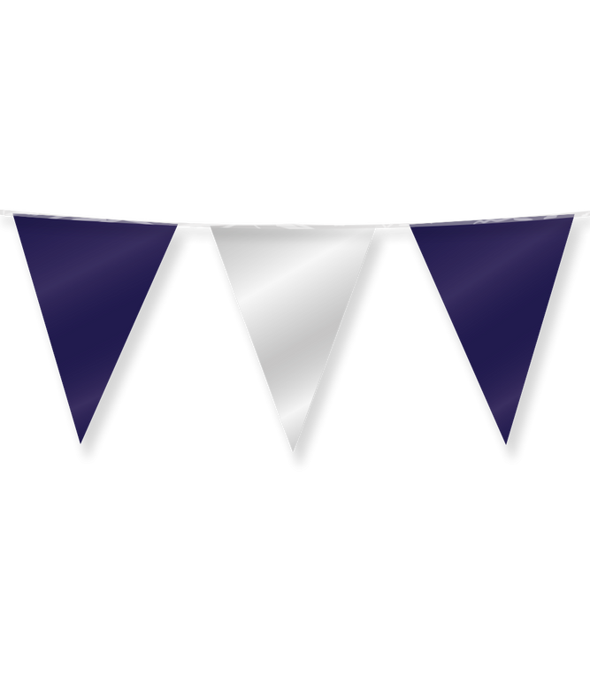 Feestbazaar Folie Vlaggenlijn Donkerblauw/Zilver (10m)