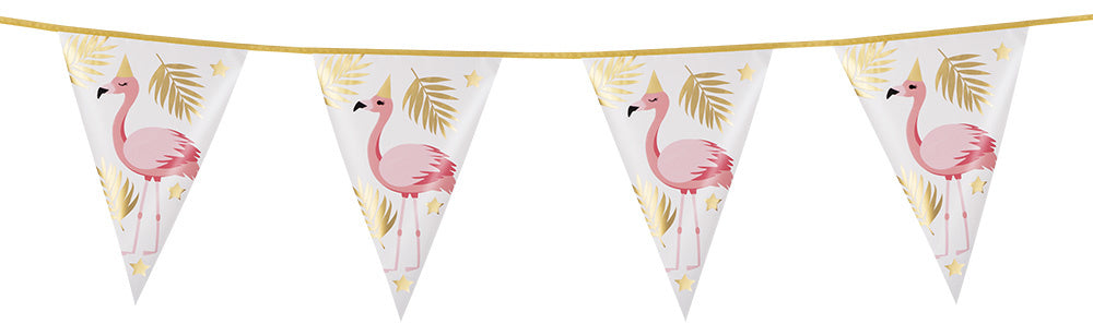 Feestbazaar Folie vlaggenlijn Flamingo (4m)