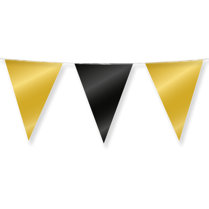 Feestbazaar Folie Vlaggenlijn Goud/Zwart (10m)