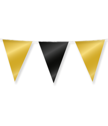 Feestbazaar Folie Vlaggenlijn Goud/Zwart (10m)
